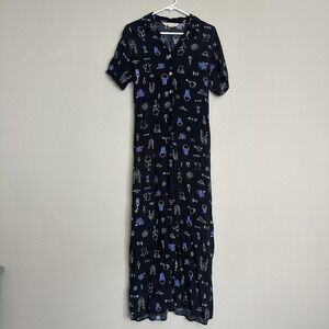 MELROSE STUDIO Rayon Back Buttons Long Dress Sleeveless Summer Festival Vibe M